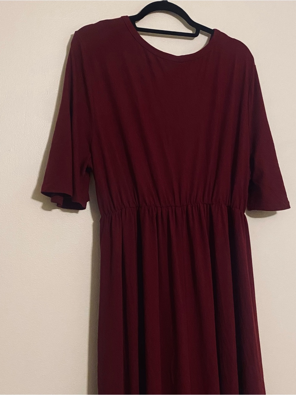 2XL Maxi Dress Burgundy V-Neck Button Front - Picture 9 of 16